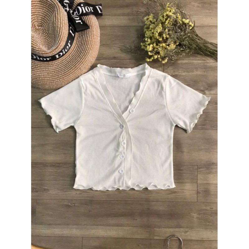 áo croptop nút nhún bèo