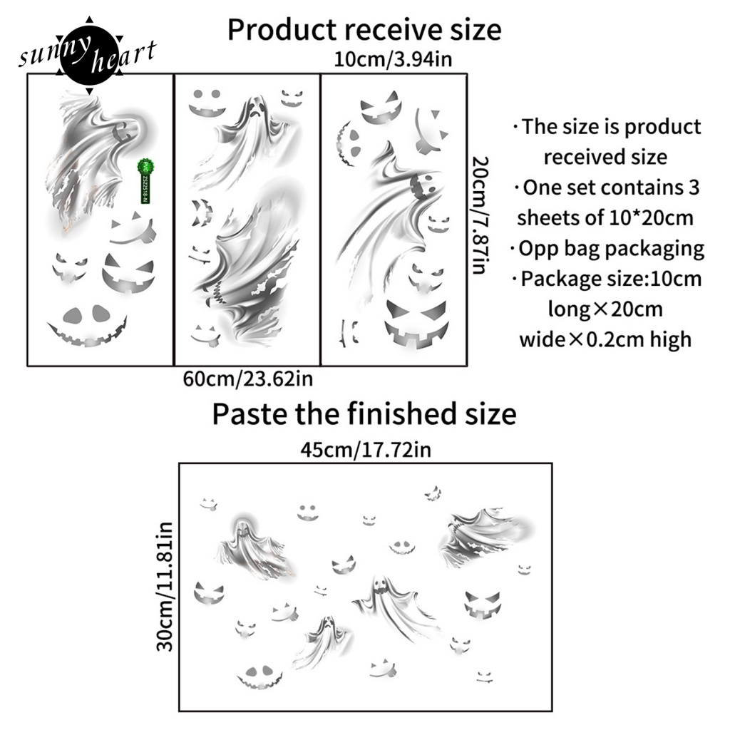 Set 3 Đề Can Dán Tường DIY Phát Quang Phong Cách Halloween Độc Đáo