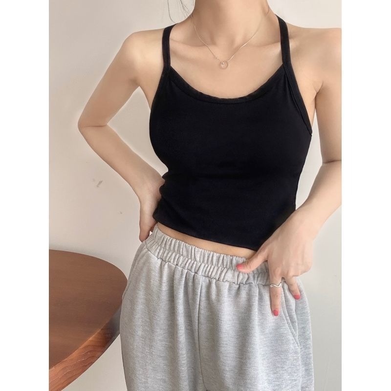 Áo Hai Dây Dáng Ngắn Hở Lưng Thời Trang Mùa Hè Quyến Rũ Cho Nữ