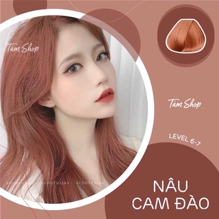 Thuốc nhuộm tóc NÂU CAM ĐÀO / MÀU CAM ĐÀO - Lên Từ Nền Đen + Tặng kèm oxy trợ dưỡng