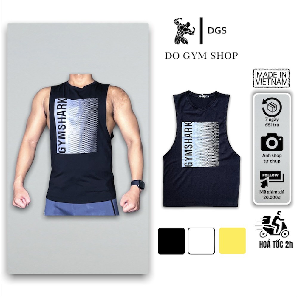Áo tanktop tập gym nam DO GYM SHOP chất thun cotton thoáng mát khi chơi thể thao, mặc nhà