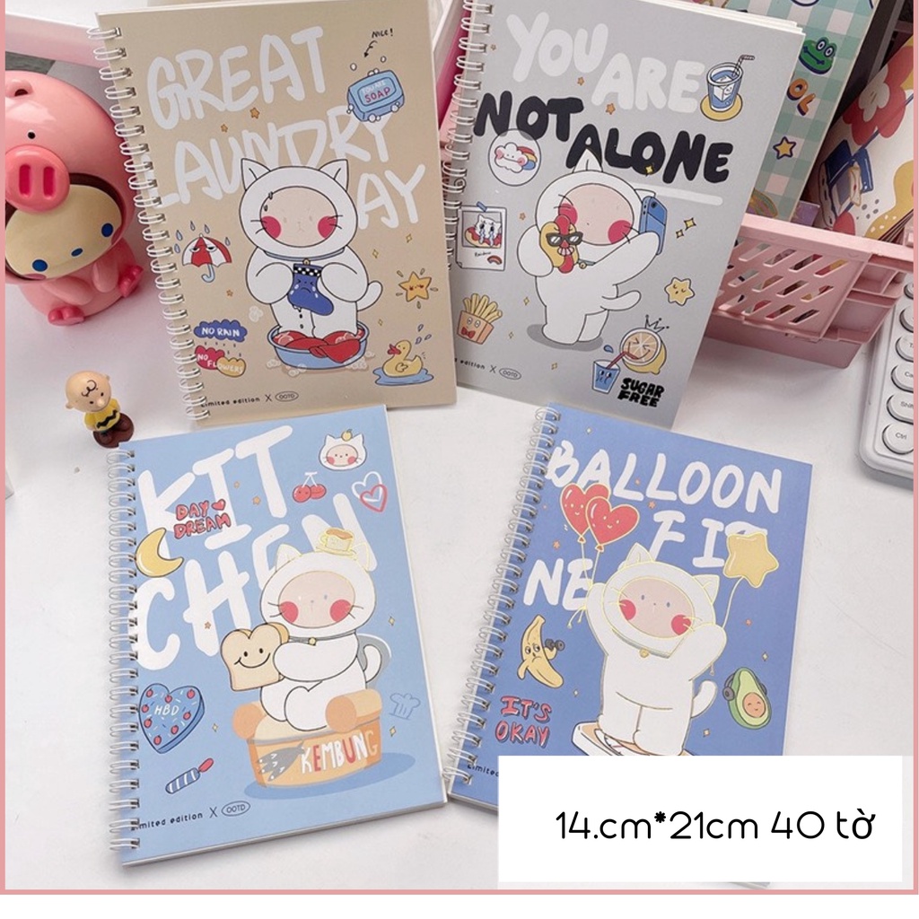 Sổ lò xo kẻ ngang - vở hình cute đáng yêu