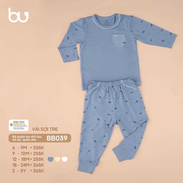 Bộ dài tay BU sợi tre họa tiết rùa 3m - 3Y