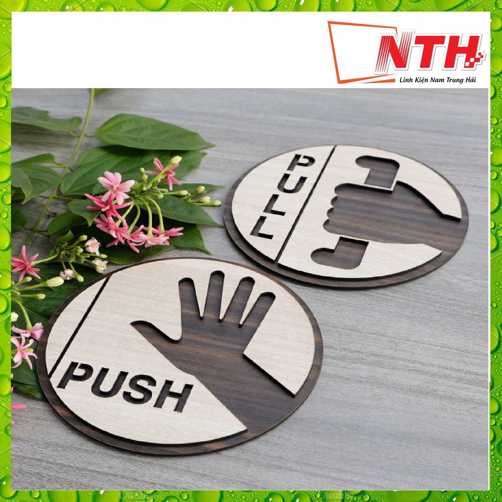 COMBO 2 BẢNG GỖ PULL - PUSH DÁN CỬA- ĐƯỜNG KÍNH 10 CM