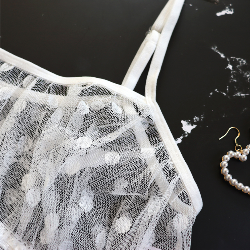 Set Đồ Lót Xuyên Thấu Họa Tiết Chấm Bi Điệu Đà Gợi Cảm Cho Nữ