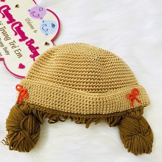 Nón handmade có bím tóc cho bé gái