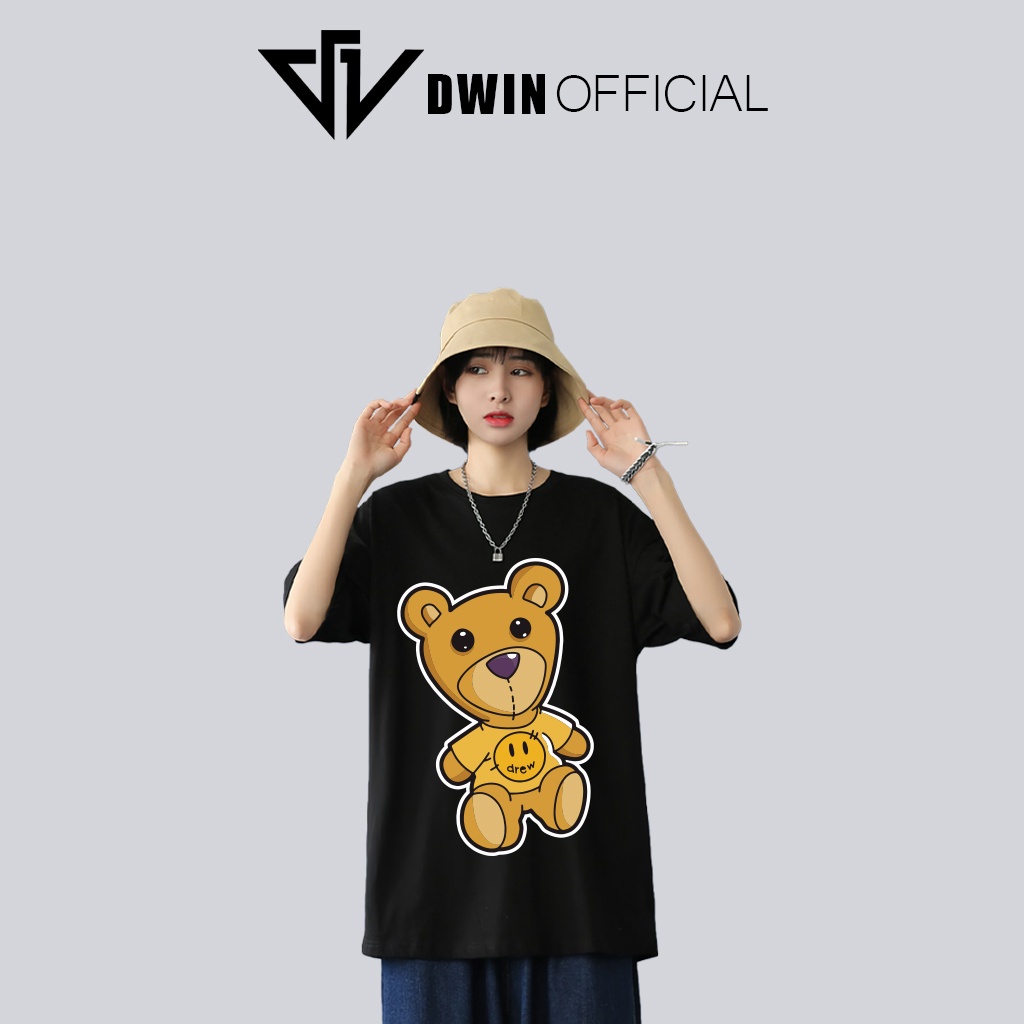 Áo thun unisex bear thời trang DWin basic tee phông trơn nam nữ tay lỡ oversize form rộng