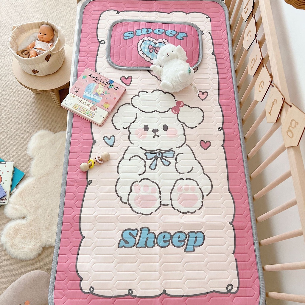 Set chiếu và vỏ gối điều hòa cho bé hoạ tiết đáng yêu KT 60*120cm