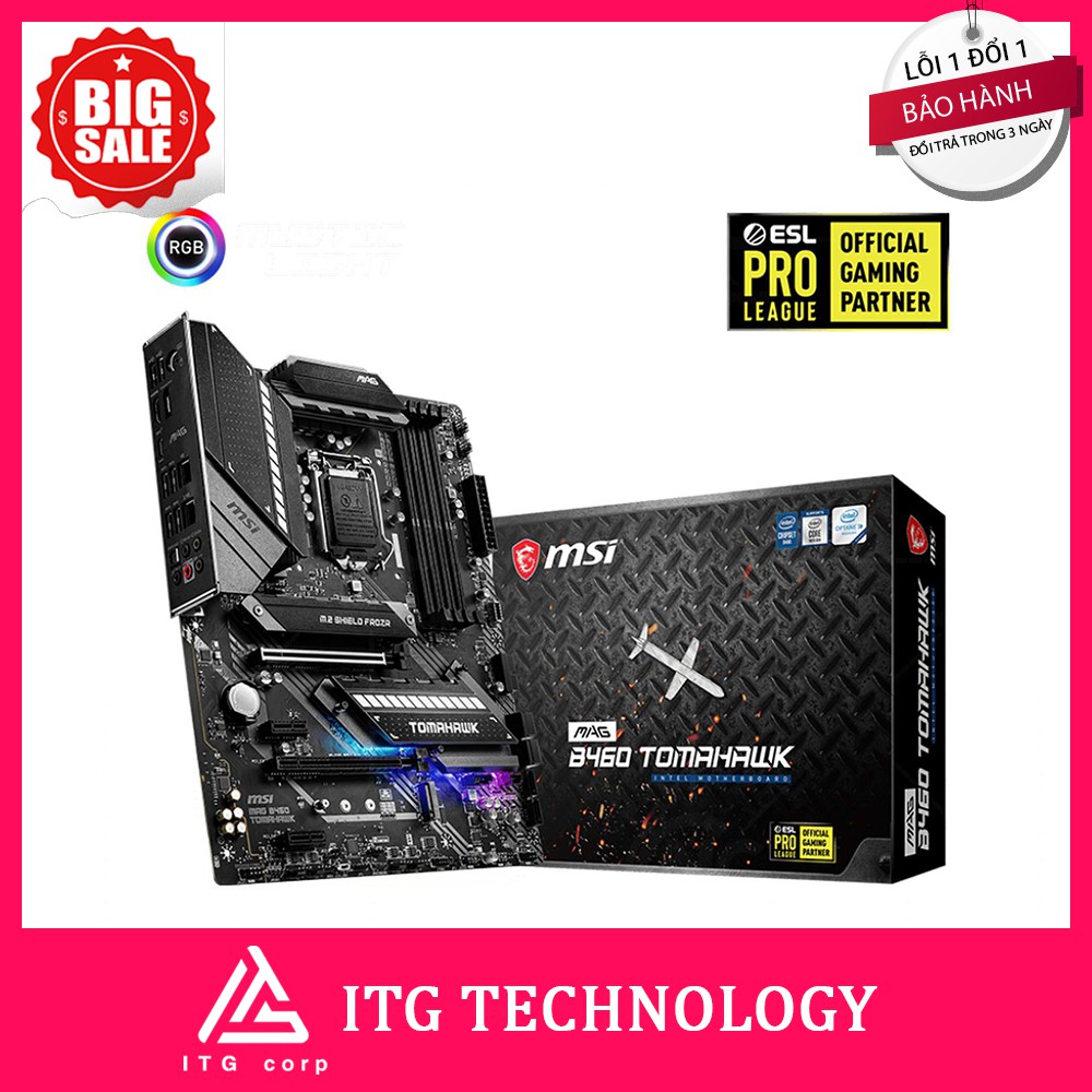 Bo mạch chủ / Mainboard MSI MAG B460 TOMAHAWK(Intel B460, Socket 1200, ATX, 4 khe RAM DDR4)
