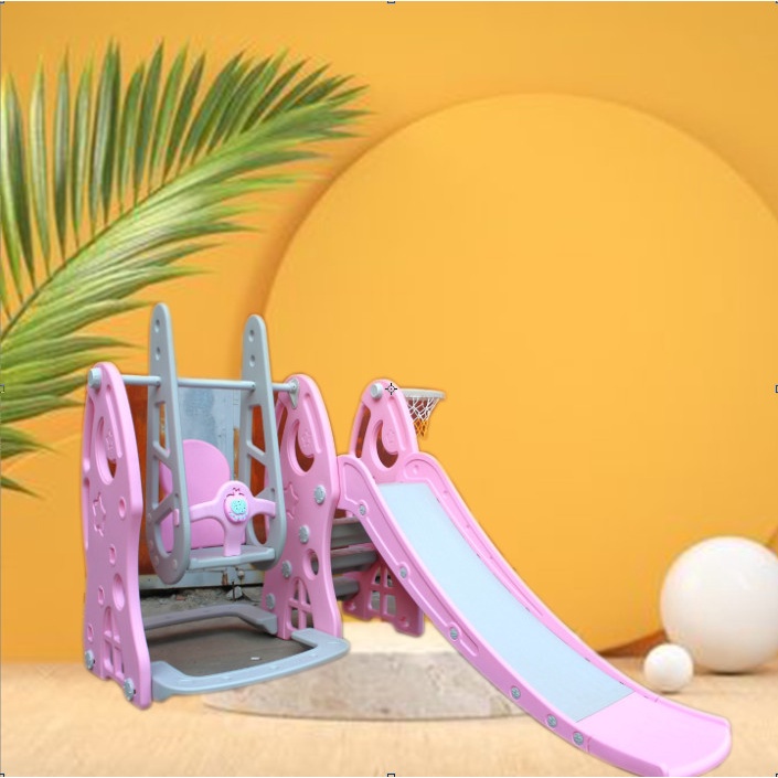 XÍCH ĐU &amp; CẦU THANG CHO BÉ CHƠI KÈM BÓNG RỔ TỪ 1-8 TUỔI KÍCH THƯỚC 210x190x115cm