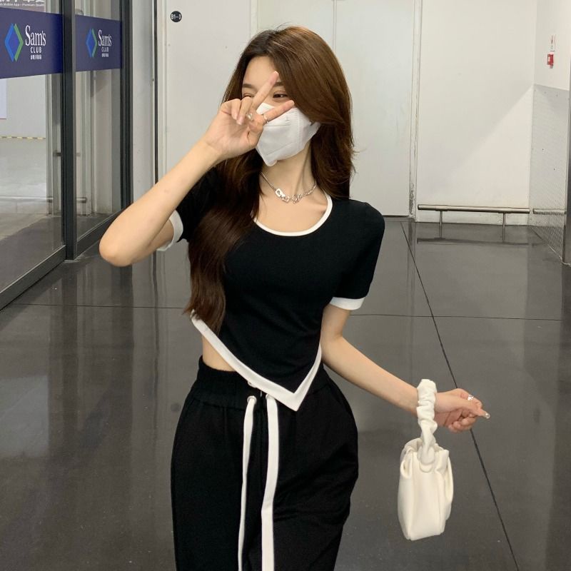 Áo Thun Ngắn Tay Phong Cách Hàn Quốc Thời Trang Mùa Hè Mới 2022 Cho Nữ