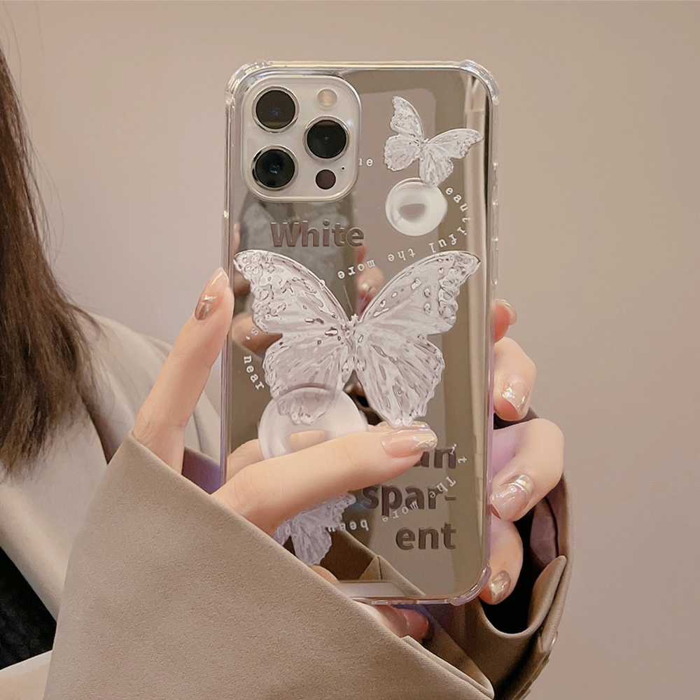 Ốp Điện Thoại Mềm Chống Sốc Có Gương Sang Trọng Cho iPhone 11 12 13 Pro max mini XS max xr 7 8 se2020 plus