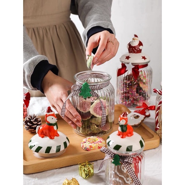 Hỏa tốc Lọ thuỷ tinh bánh mứt mùa noel đáng yêu