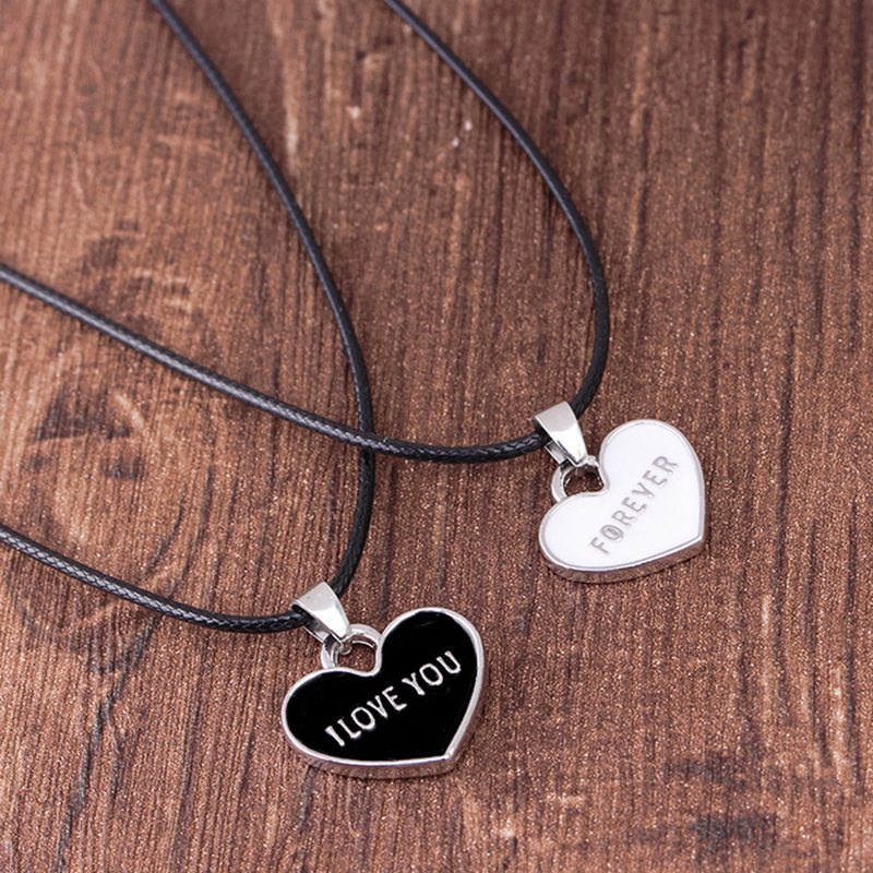 Dây chuyền mặt hình trái tim phối chữ I Love You Forever cho cặp đôi