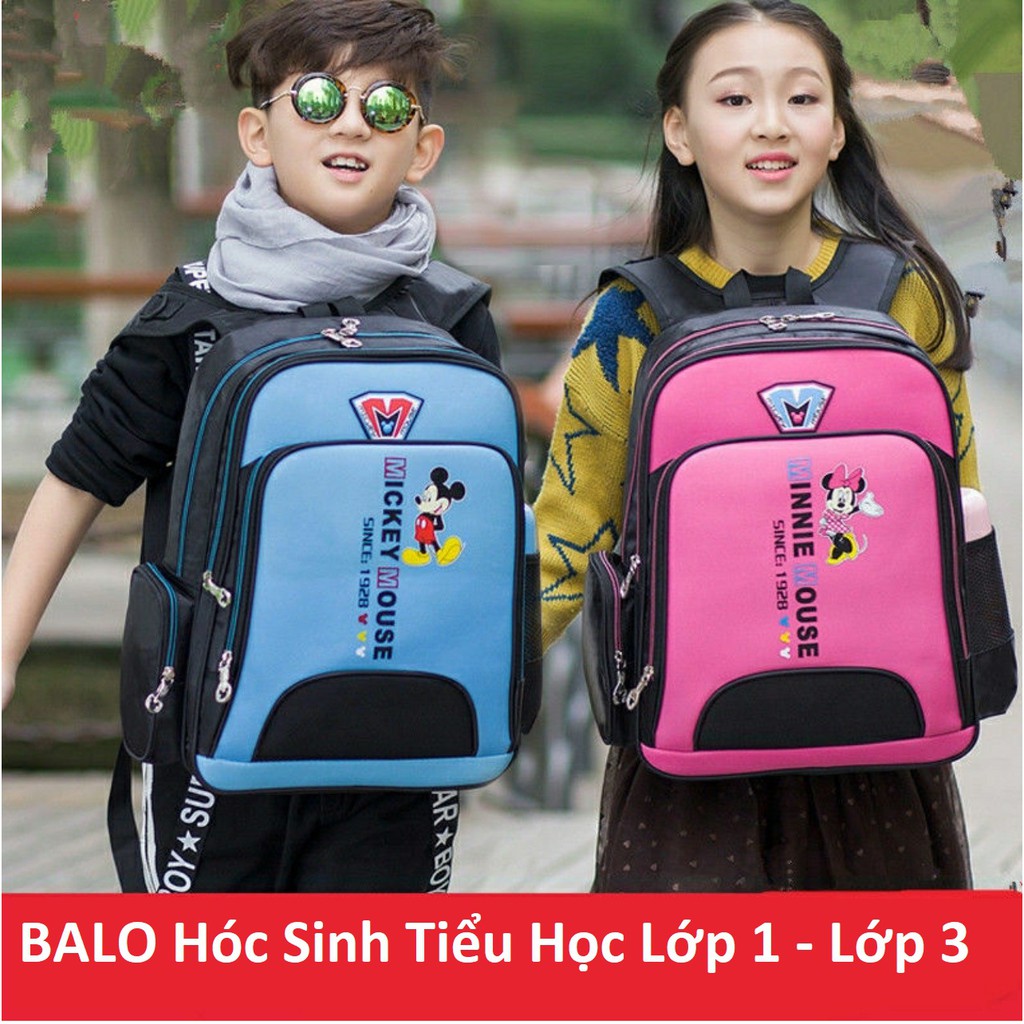 Balo Học Sinh Cấp 1, Cặp đi học cho bé lớp 1-3 chống thấm có phản quang - Mickey 1982