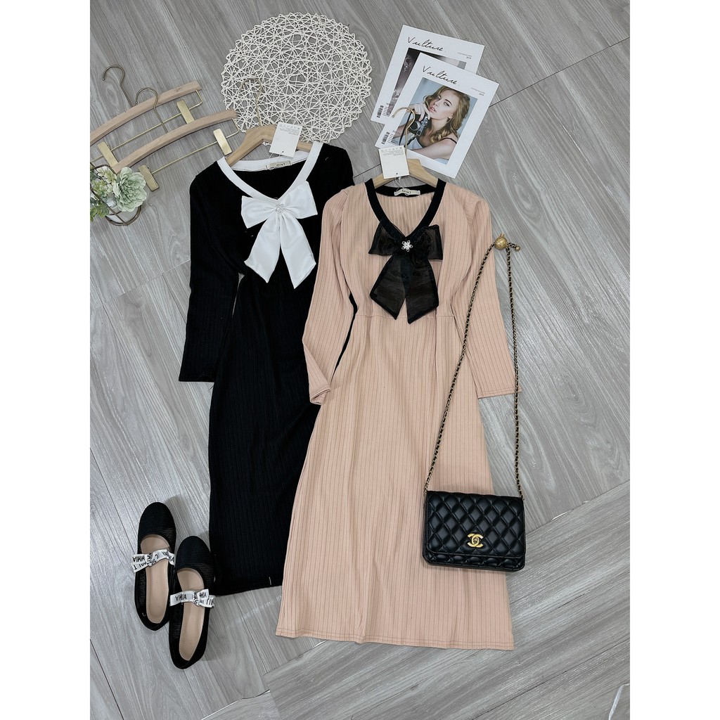 VÁY LEN GÂN BODY XÒE NHẸ CỔ NƠ NGỌC FORM ÔM DÁNG SIÊU CHUẨN XINH XẮN | BigBuy360 - bigbuy360.vn