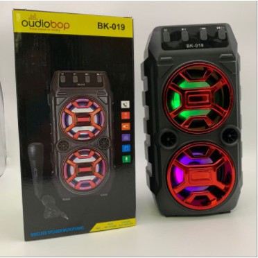 Loa Bluetooth ⭐FREE SHIP⭐ Loa Bluetooth Kẹo Kéo Sừng Đôi Tặng Kèm Mic Hát Âm Thanh Cực Hay Có Đèn LED Nháy Theo Nhạc