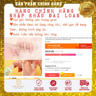[NHẬP KHẨU] Gel rửa tay Đài Loan 30ml nhập khẩu chính hãng nhỏ gọn tiện dụng không kích ứng