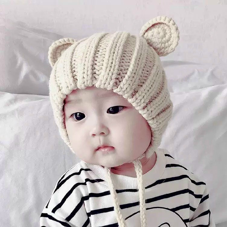 Mũ len cho bé nón len trẻ em tai gấu đáng yêu bé trai bé gái