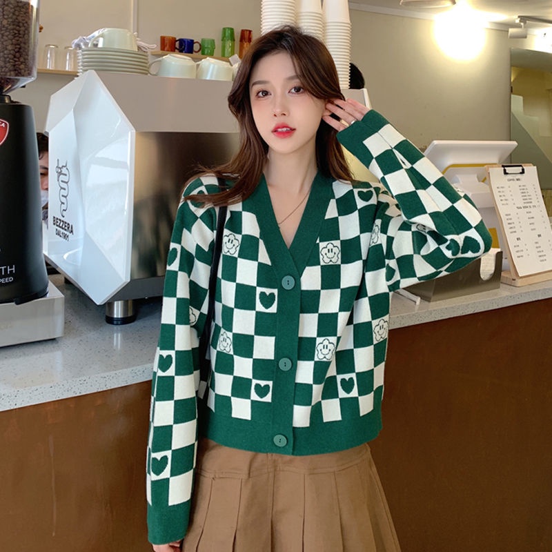 Áo Khoác Len Cardigan Dáng Rộng Ngắn Phong Cách Mới Mùa Thu Cho Nữ