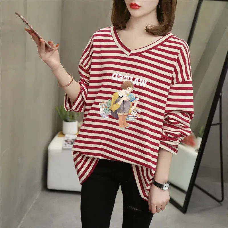 Áo Thun Nữ Dài Tay Cổ Chữ V Rộng Oversized C9517 [40-150KG]