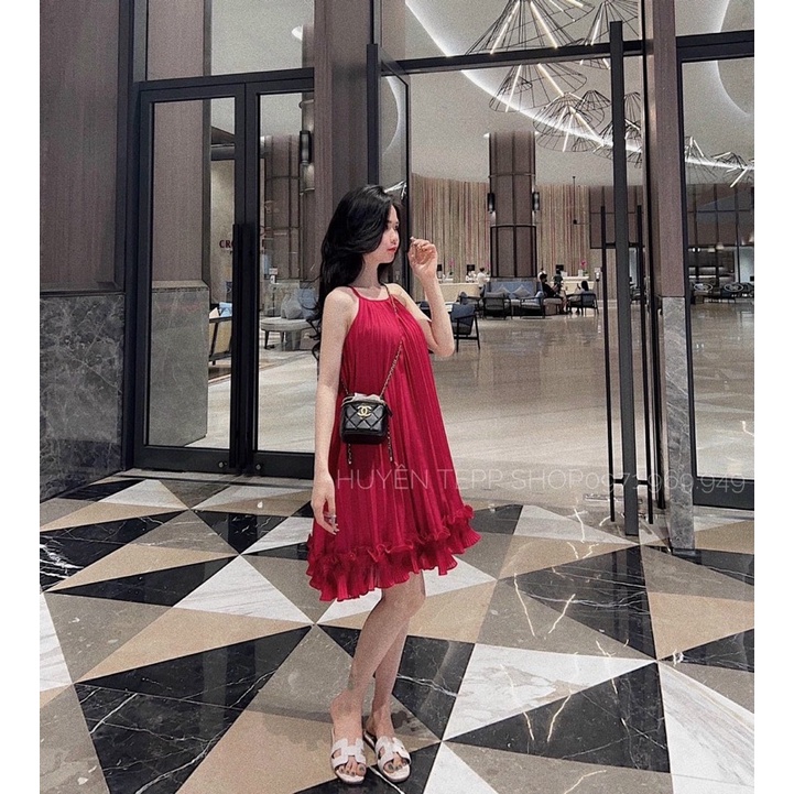 Đầm Yếm Tằm Dập Ly Phối Vạt Bèo Hàng Đẹp Nhức Nách