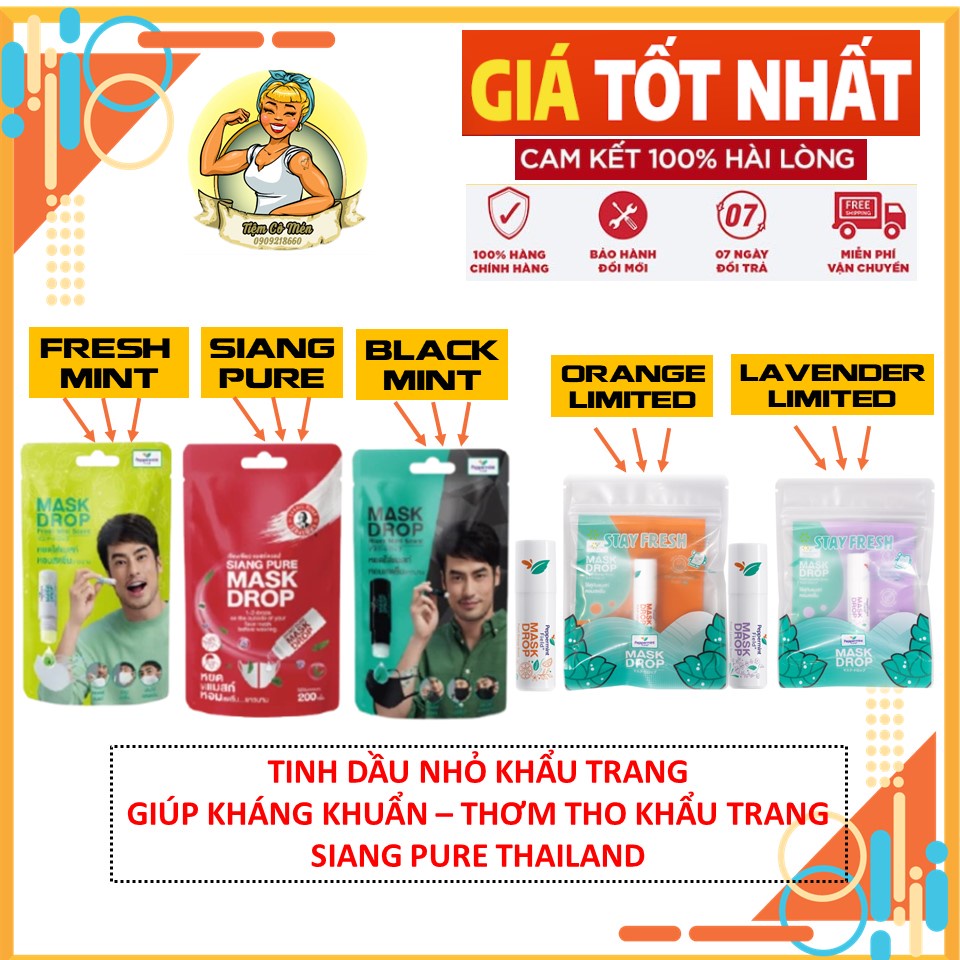 TINH DẦU NHỎ KHẨU TRANG GIÚP THƠM THO KHÁNG KHUẨN - SIANG PURE MASK DROP - DẦU THÁI LAN NỘI ĐỊA