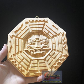 Gương bát quái hổ phù – gỗ đào tự nhiên