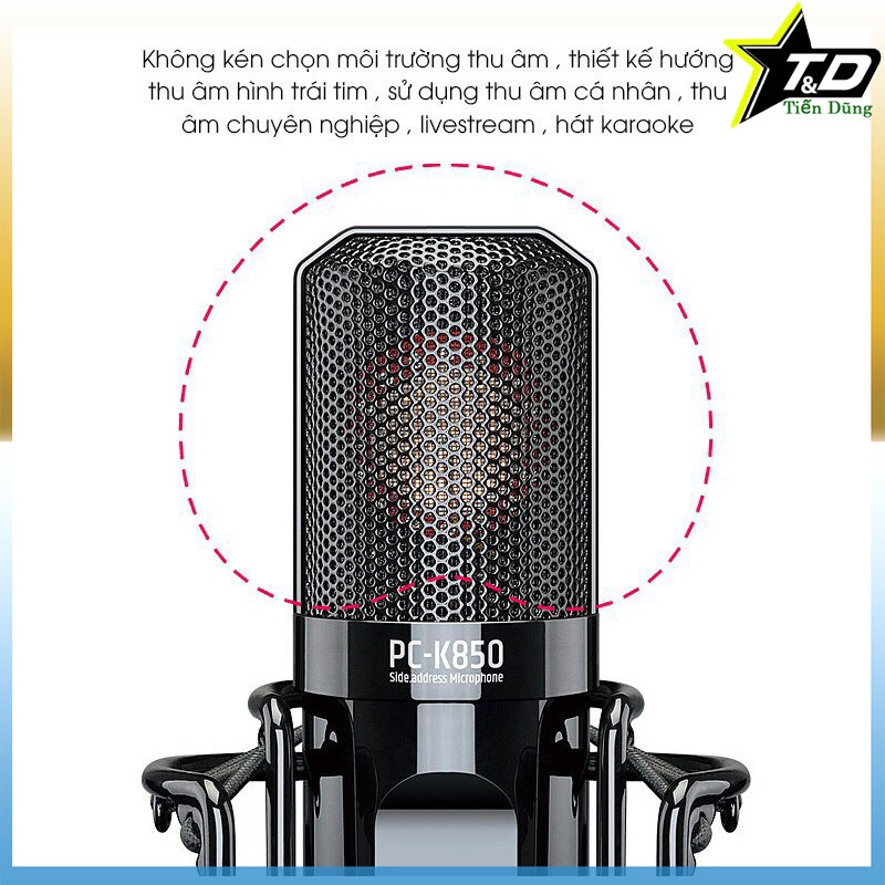 Mic thu âm Takstar PC K850 cao cấp chính hãng- Mic k850 chạy nguồn 48V dùng được tất cả các sound card