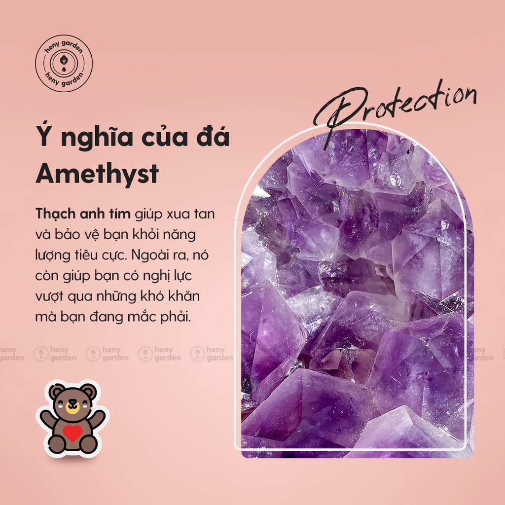 Đá Khuếch Tán Tinh Dầu Thơm Phòng Pha Lê Amethyst Heny Garden Thay Thế Máy Xông, Làm Sạch Không Khí