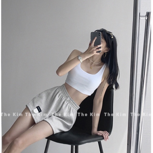 Áo hai dây croptop cổ U chất cotton may 2 lớp vải , áo thun body dáng lửng A108 The Kim