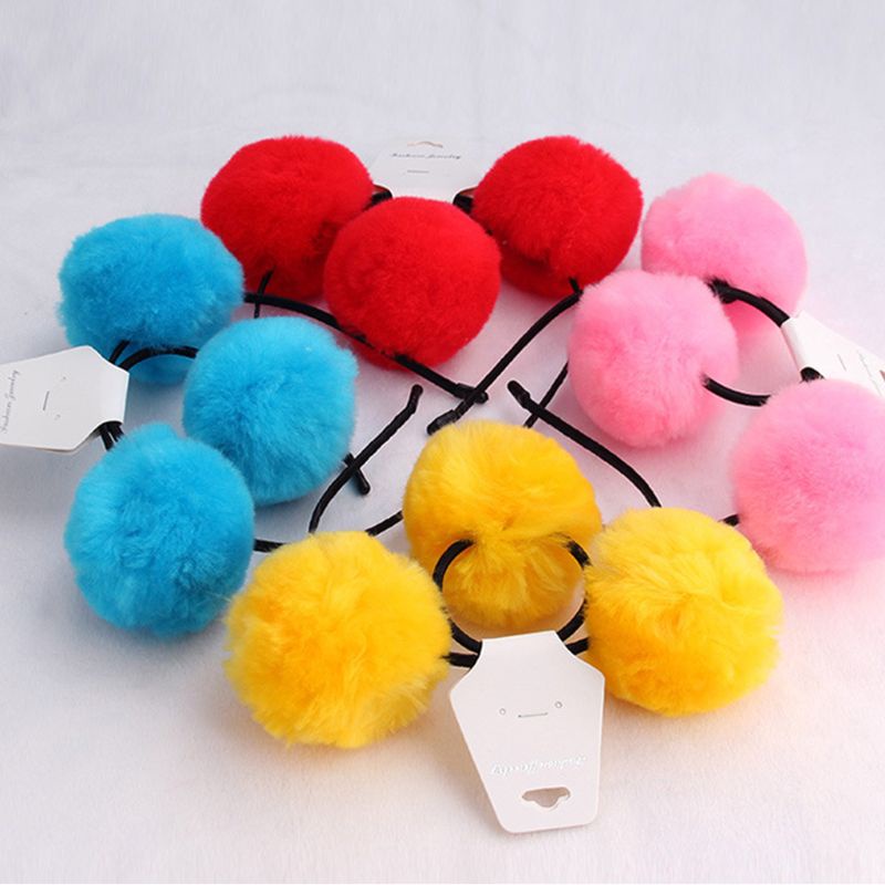 Băng Đô Cài Tóc Đính Bóng Lông Màu Kẹo Ngọt Dễ Thương Cho Bé Gái