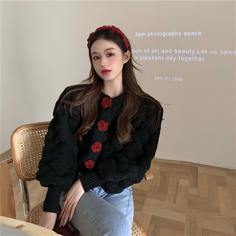 Áo khoác Cardigan tay dài in hoa thời trang xuân thu mới
