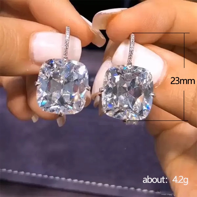 Bông Tai Đính Đá Zircon Màu Bạc Sang Trọng Thời Trang Cho Nữ