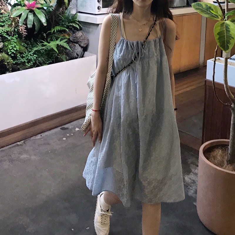 Đầm Hai Dây Dáng Rộng Thời Trang Mùa Hè Hàng Mới Dành Cho Bạn Nữ 2022