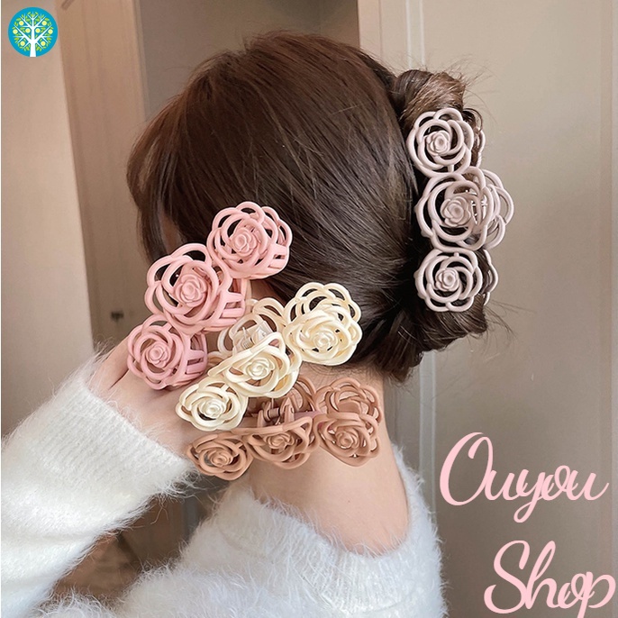 Kẹp Tóc Đính Hoa Hồng Phong Cách retro Nhật Bản Và Hàn Quốc