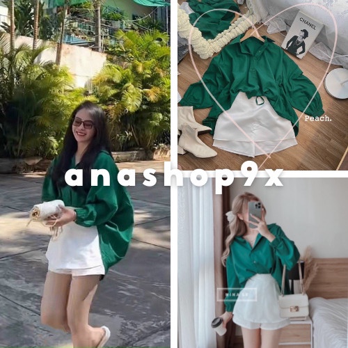 Sét sơ mi xanh kết hợp chân váy chữ A phong cách ulzzang Anashop9x
