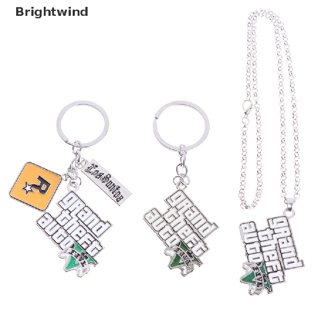 [Brightwind] Muti-Pendant Key Holder Game Accessories GTA Metal Keychain Men's Car Pendant Hot Sell