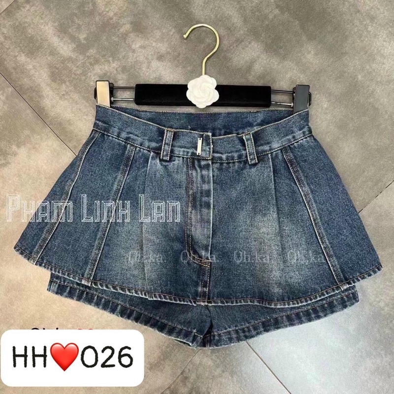 Chân váy bò jeans tầng bèo