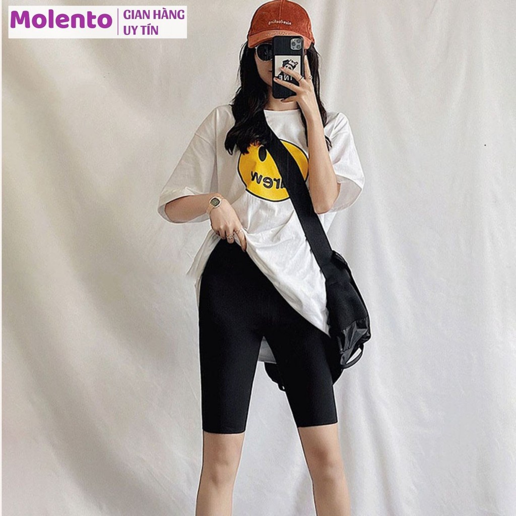 Quần Legging Lửng Đùi Nữ Cạp Cao Cấp Biker Mặc Nhà Dáng Ôm Tập Gym Yoga Thun Cotton Co Giãn 4 Chiều MOLENTO M22