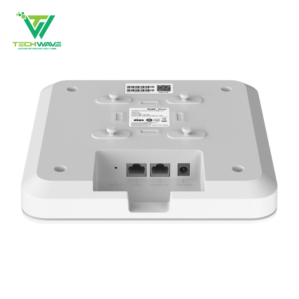 Thiết bị phát Wifi ốp trần hoặc gắn tường Reyee Wi-Fi 6 RG-RAP2260 2 băng tần hỗ trợ truy cập đồng thời 100+