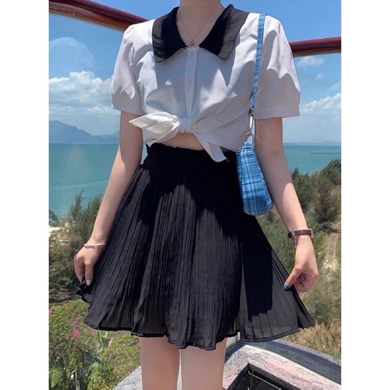 CHÂN VÁY NGẮN DẬP LY LƯNG CHUN, CÓ LÓT TRONG- CHIZI SHOP