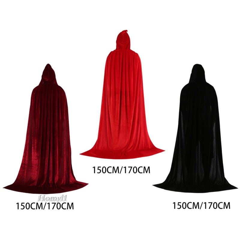 1 áo choàng phù thủy có mũ trùm đầu bằng vải nhung dùng hóa trang Halloween [Homyl1]​​Trang phục lễ hội màu đen 150cm | BigBuy360 - bigbuy360.vn