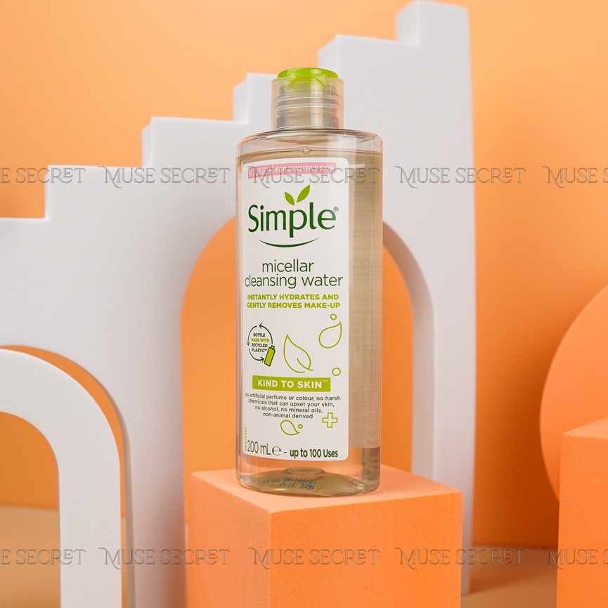 [Quà Tặng Khẩu Trang] Nước Tẩy Trang Simple - Micellar làm sạch trang điểm vượt trội - không chứa cồn gây khô rát 200ml | BigBuy360 - bigbuy360.vn