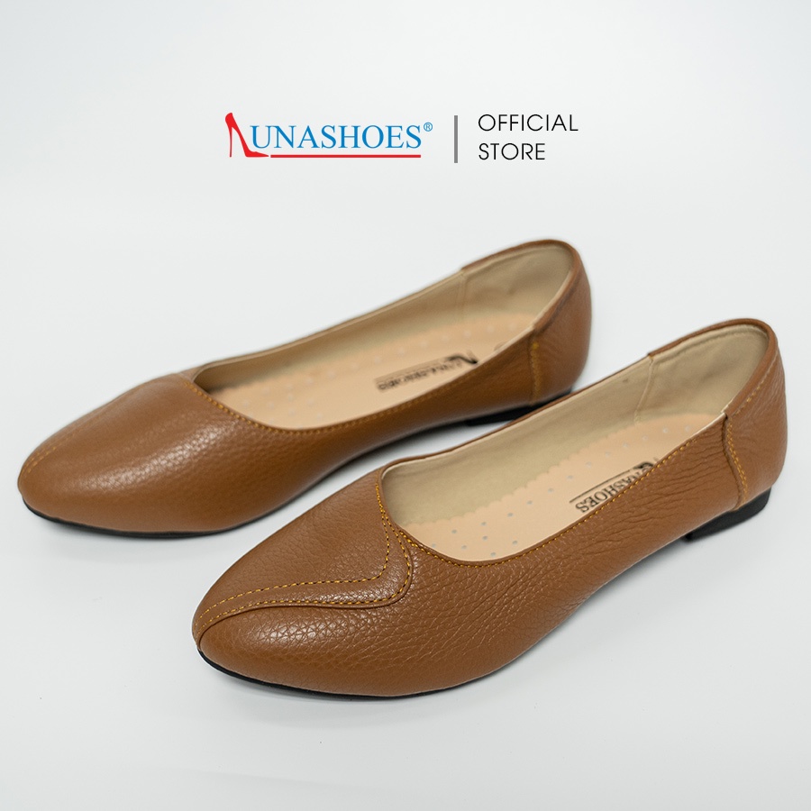 Giày đế bệt nữ LUNASHOES 1073 da bò mềm mũi tròn êm chân đế tpr chống trơn bảo hành 2 năm dễ phối đồ