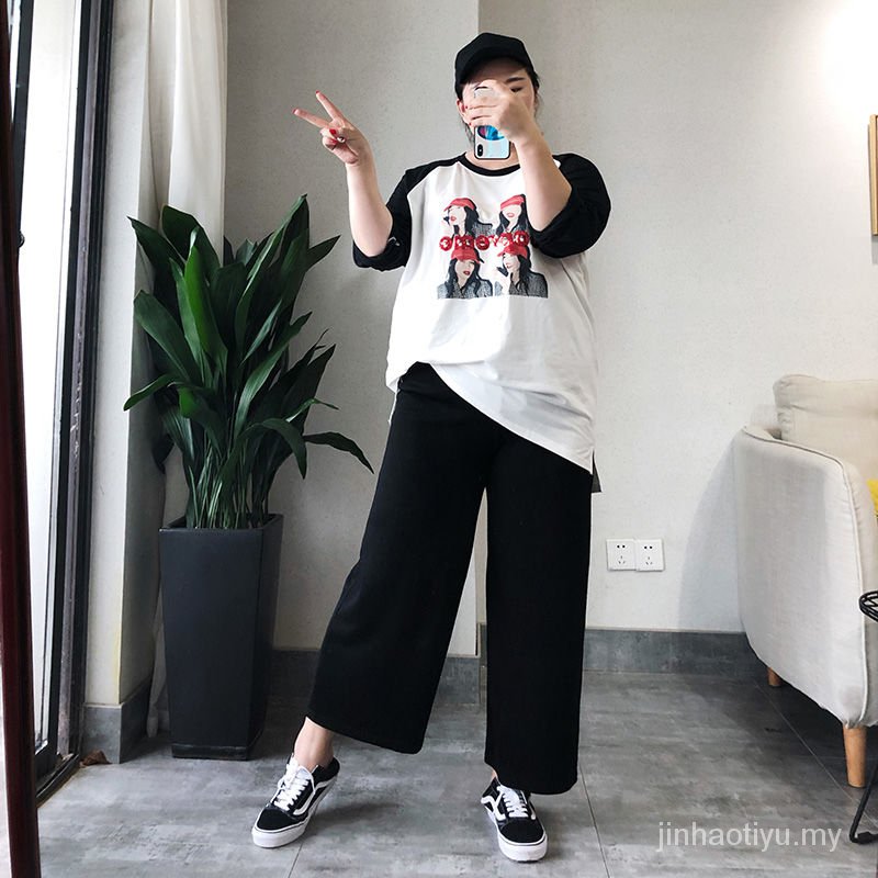 Quần Dài Ống Rộng Lưng Thun Màu Đen Có Size Lớn 300jin Thời Trang Dành Cho Nữ | BigBuy360 - bigbuy360.vn