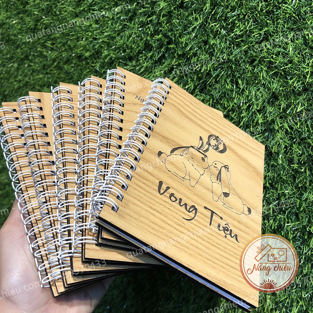 Sổ tay bìa gỗ khắc hình theo yêu cầu - Sổ planner, kế hoạch của cá nhân, nhật kí khắc chữ theo yêu cầu