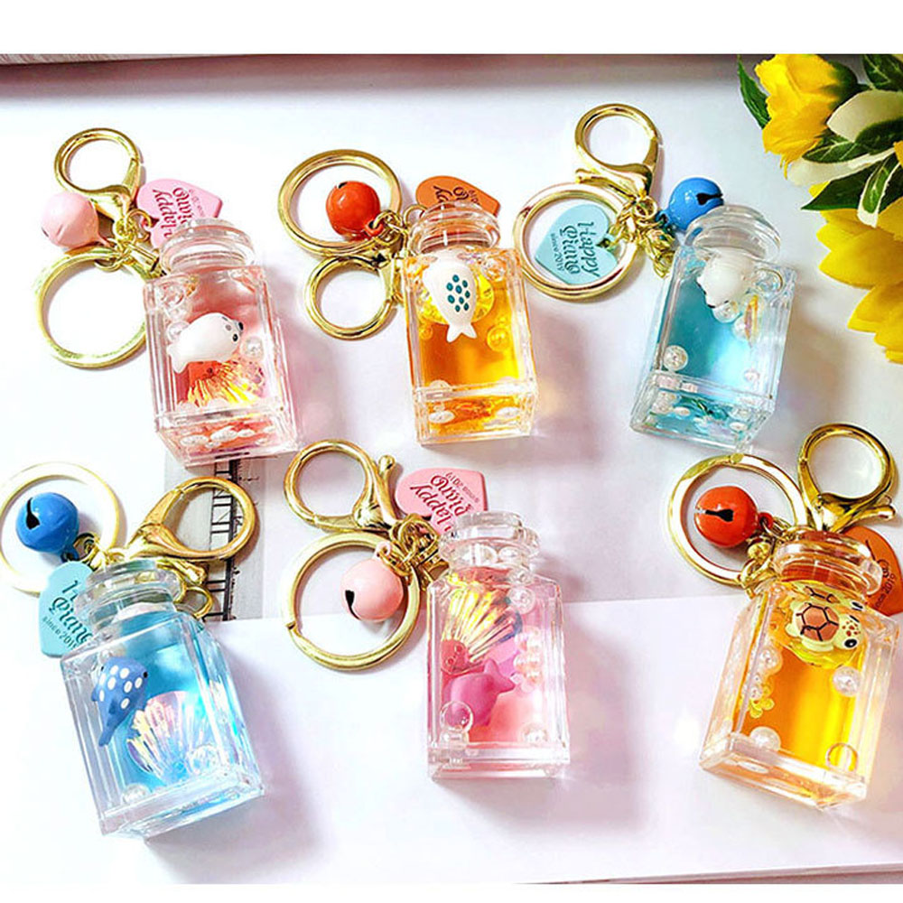 ALLGOODS Lovely Key Ring Fashion Car Pendant Keychain Moving Liquid Accessories Cute Creative Resin Acrylic Bag Charm
