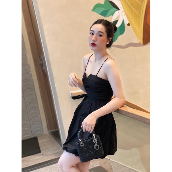 Váy hai dây li đen phồng hai lớp cực xinh
