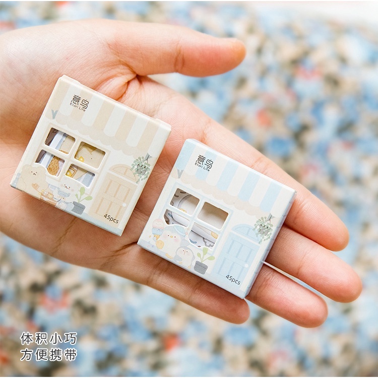 Hộp 45 miếng dán trang trí hình động vật dễ thương DIY